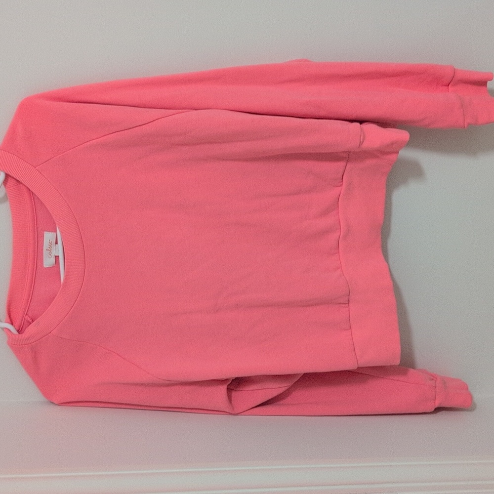 Colsie Pretty Pink Crewneck Crop Top Sweatshirt Large